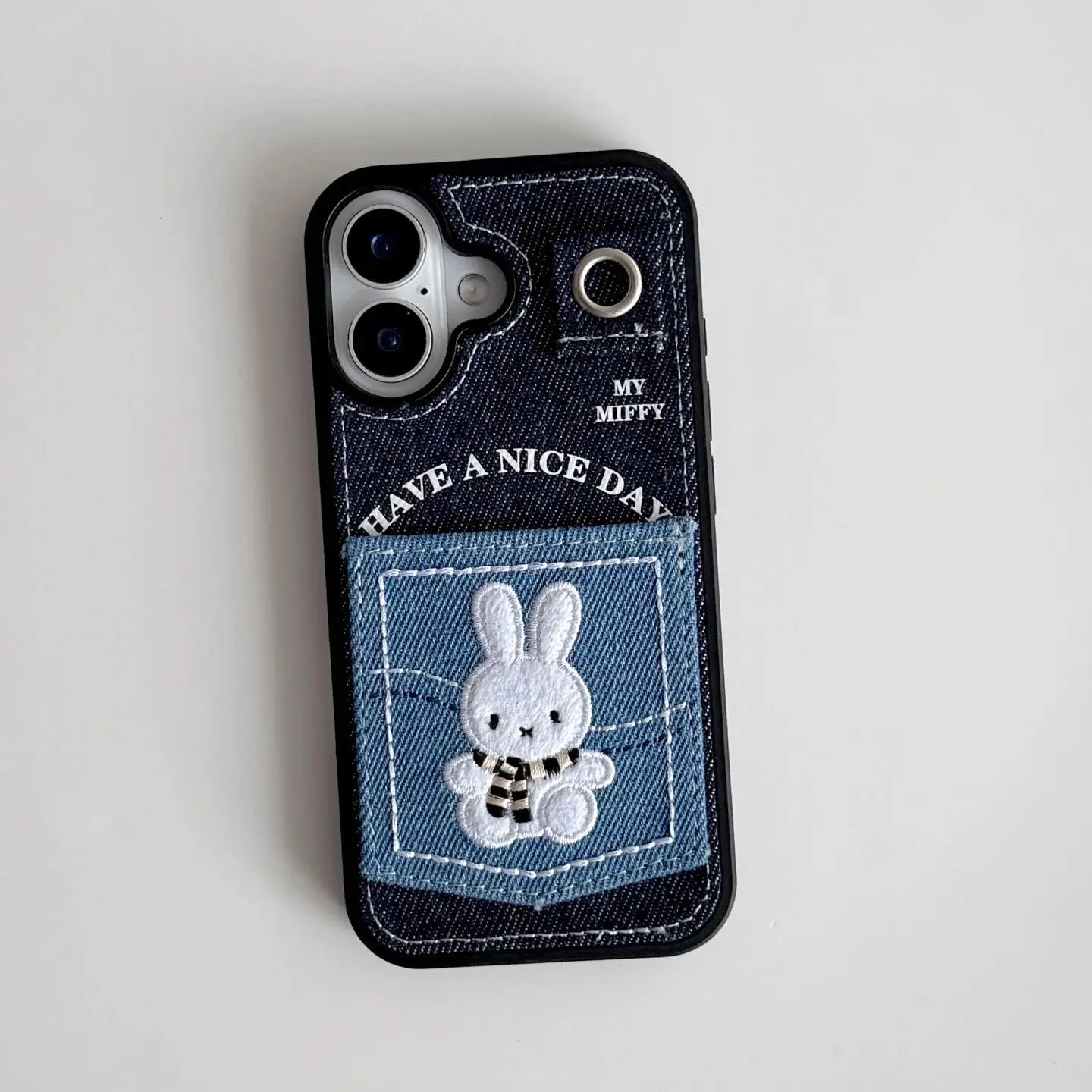 Ins Autumn Winter Niche Denim Miffy Phone Case Trendy Protective Shell Compatible With iPhone 17 16 15 14 13 Cartoon Kawaii 2026