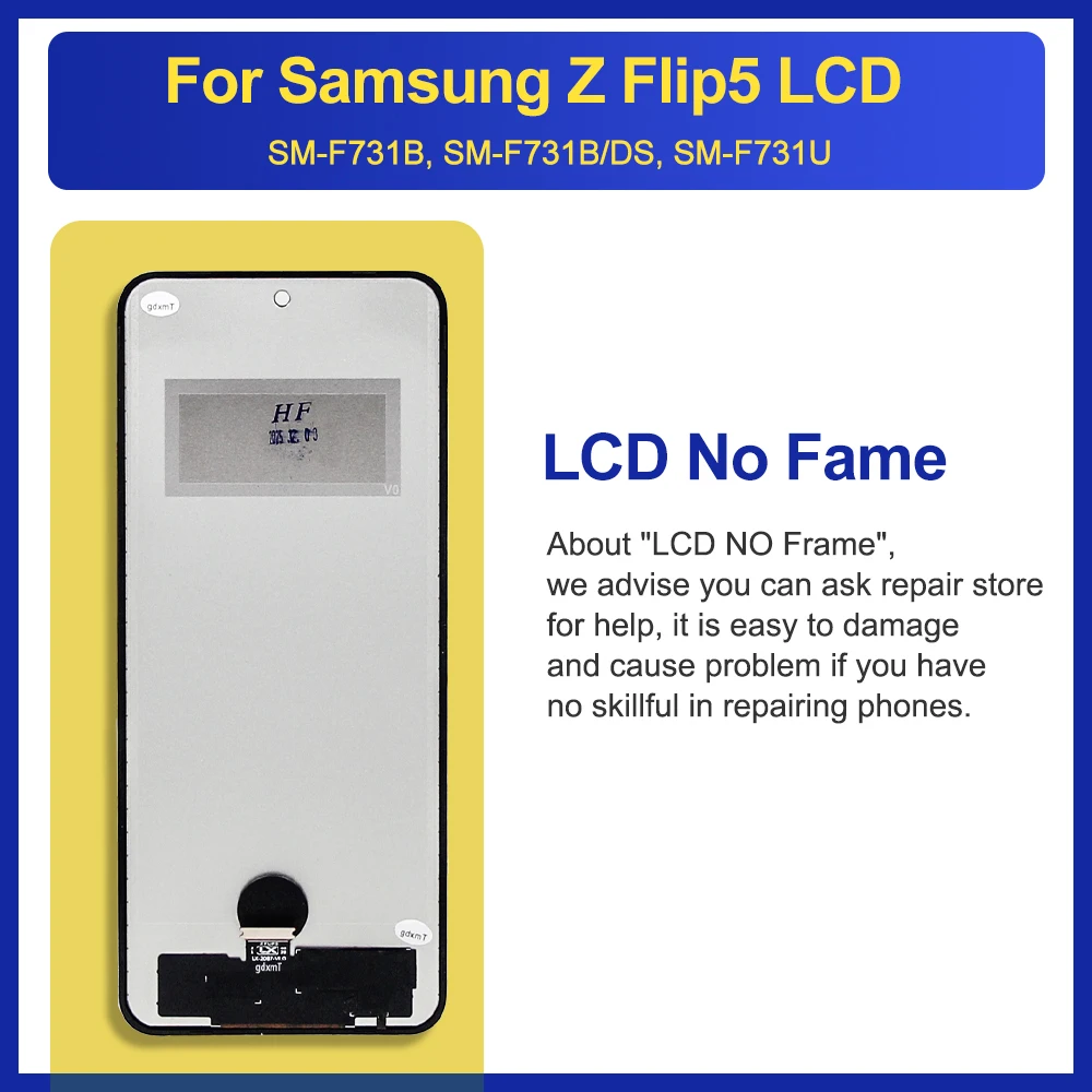 Nowy wyświetlacz TFT z ekranem dotykowym do Samsung Z Flip 5, zamiennik kompletny z ramką, do Samsung Z Flip5 SM-F731B F731U F731W — zdjęcie produktu 4