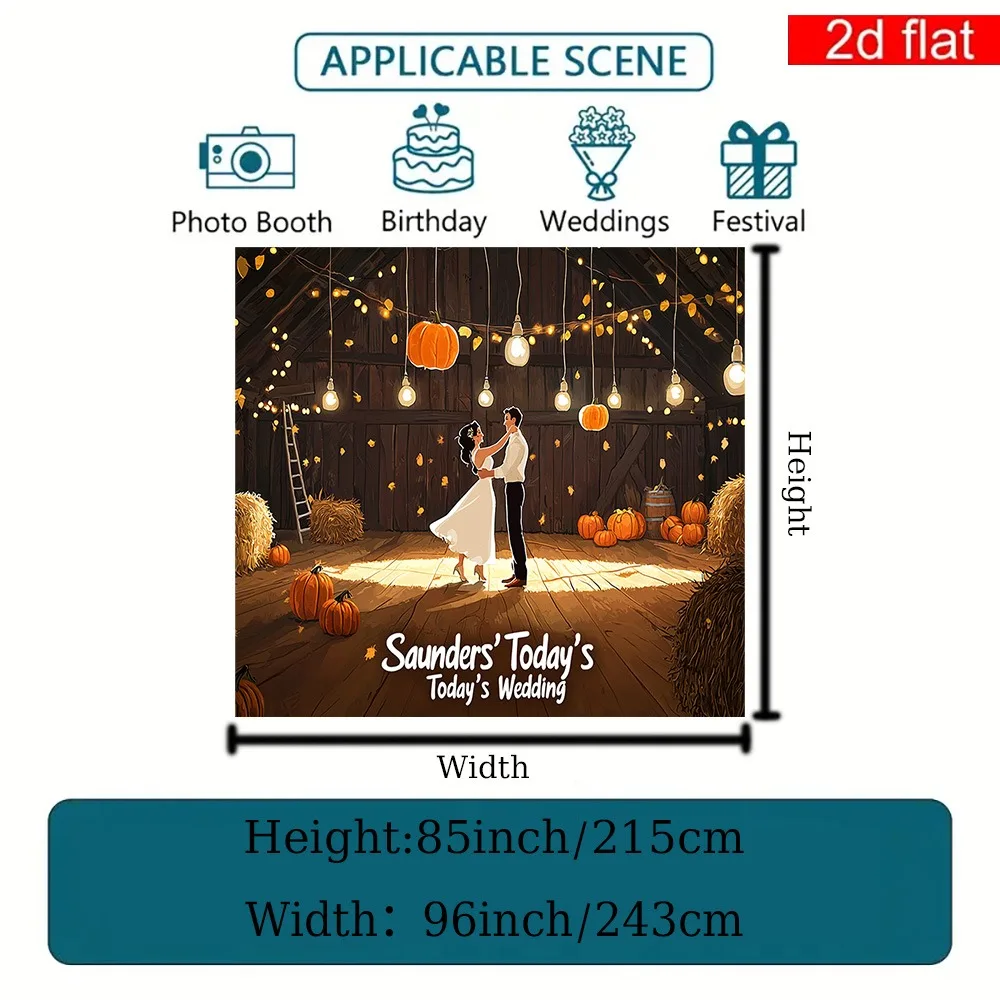 خطة ثنائية الأبعاد، علم باب جراج كبير واحد - موضوع كرة الحظيرة للخريف مع نص "زفاف اليوم"