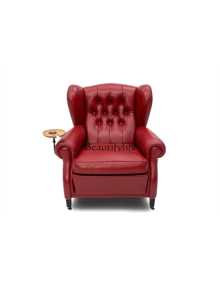 Italian Light Luxury Imported Cigar Chair Genuine Leather American Godfather Chair Single Leisure