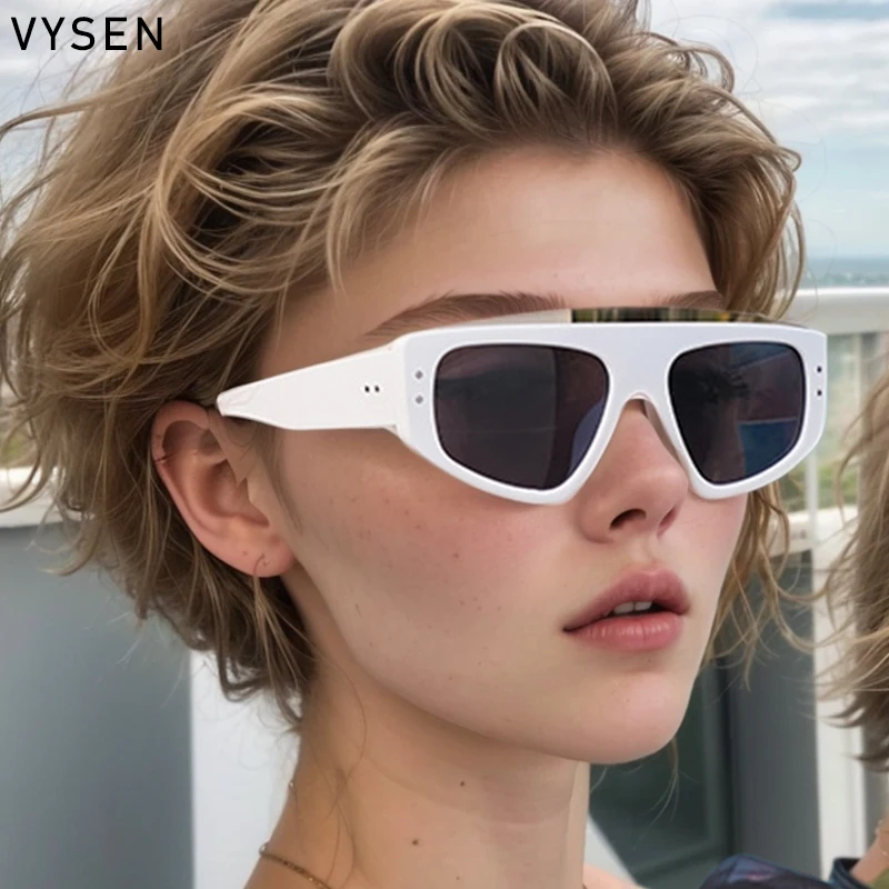 Trendy Cat Eye Shield Sunglasses Men And Women 2025 Luxury Brand Punk Square Metal Shades Vintage Driving Outdoor Eyewear UV400