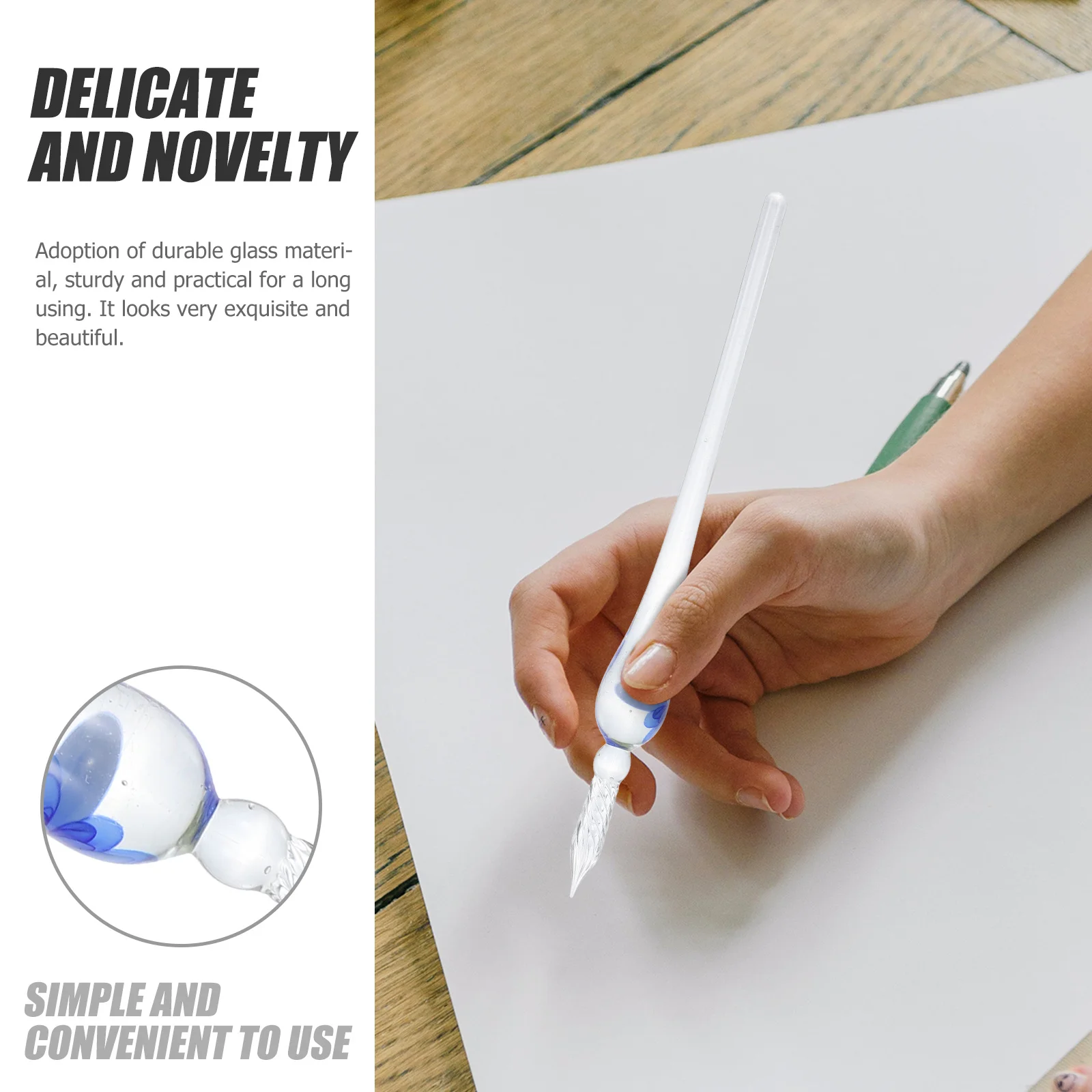 

Vintage Glass Dip Pen Handmade Transparent Calligraphy Pen for Practice Writing Drawing Signing Portable Lightweight Signature