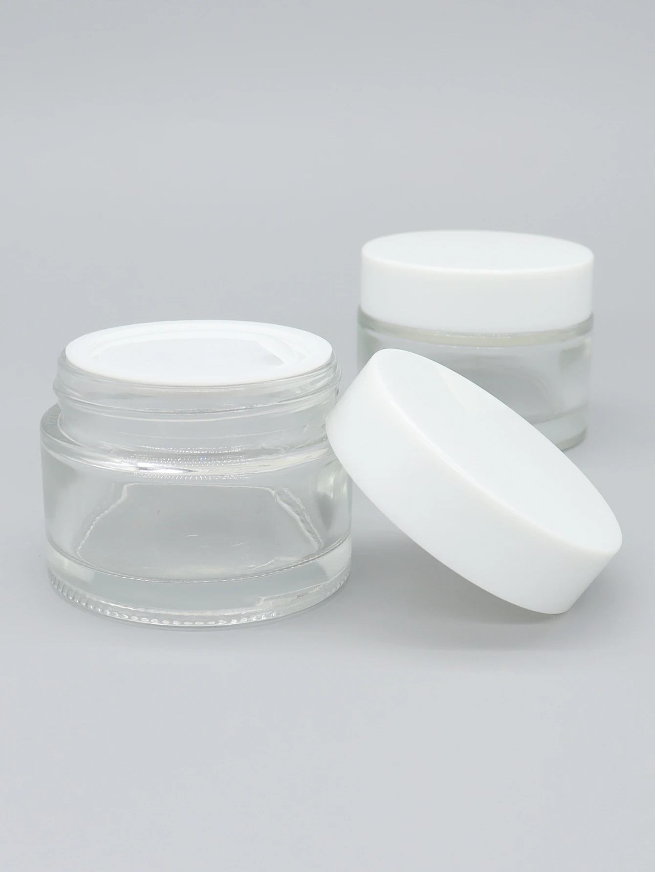 

6 x 50g Clear Glass Jar Pot Skin Care Cream Bottle Cosmetic Container 50ml MakeupTool With White Lids