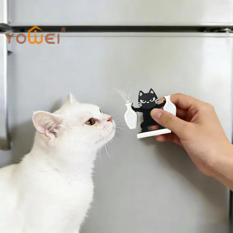 Latest Cute Magnetic Cat Whisker Collector Double Vases Design Mini Vase Fridge Magnets Ornaments Memorial Box Home Office Decor