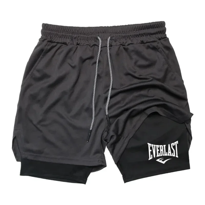 

Men's compression gym shorts EVERLAST printed sports pants, double layered, quick drying basketball beach muscle fitness