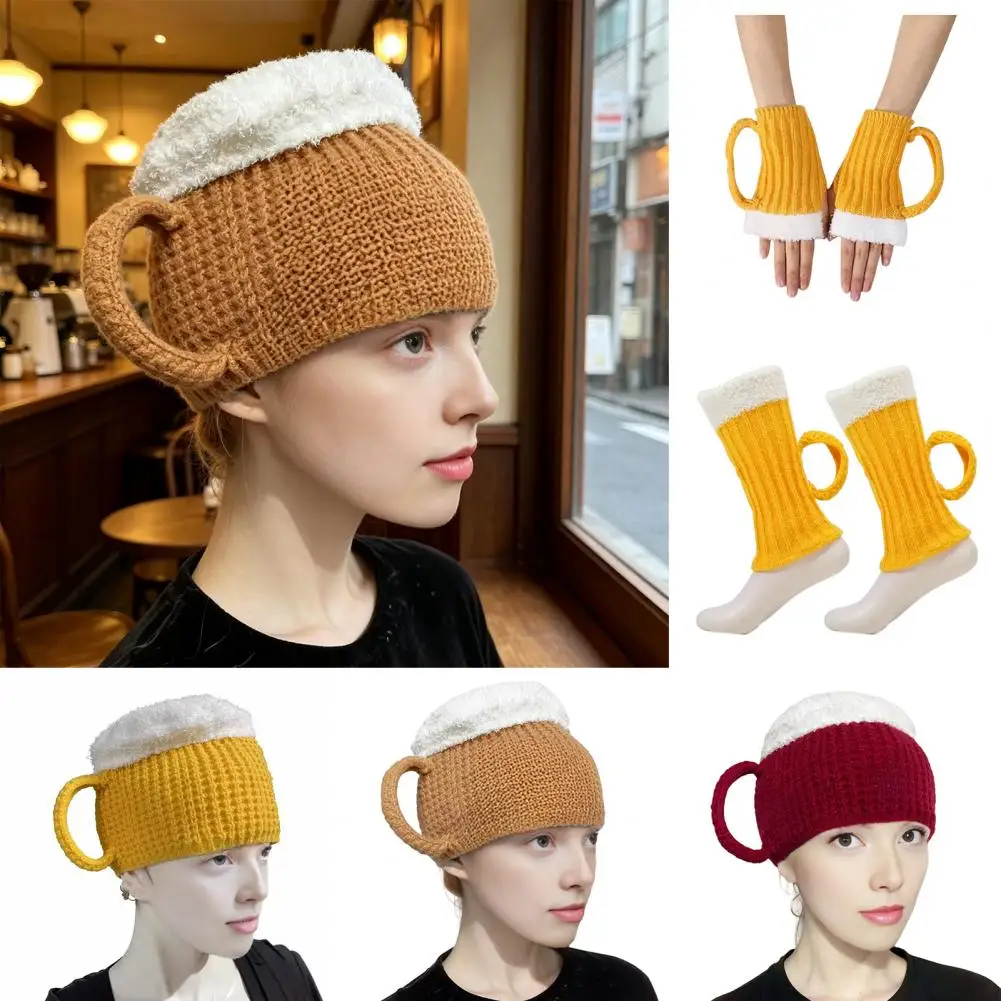 3D Beer Cup Hats Party Unisex Hairline Cap Beer Lovers Ear Warmers for Women Men New Year Presents Valentine's Fun Gift
