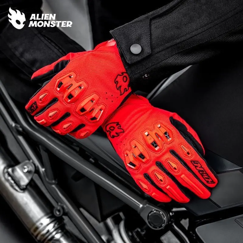 

Мотоциклетные перчатки Alien Monster, перчатки из овчины и полиэстера, летние дышащие перчатки EU CE Guantes Moto, красные, черные, внедорожные перчатки S-XXL