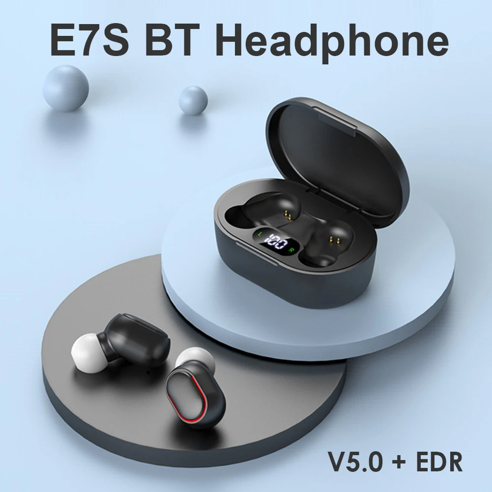 Беспроводные наушники E7S TWS, Bluetooth-наушники с шумоподавлением, дисплей светодиодный с микрофоном, наушники с зарядкой