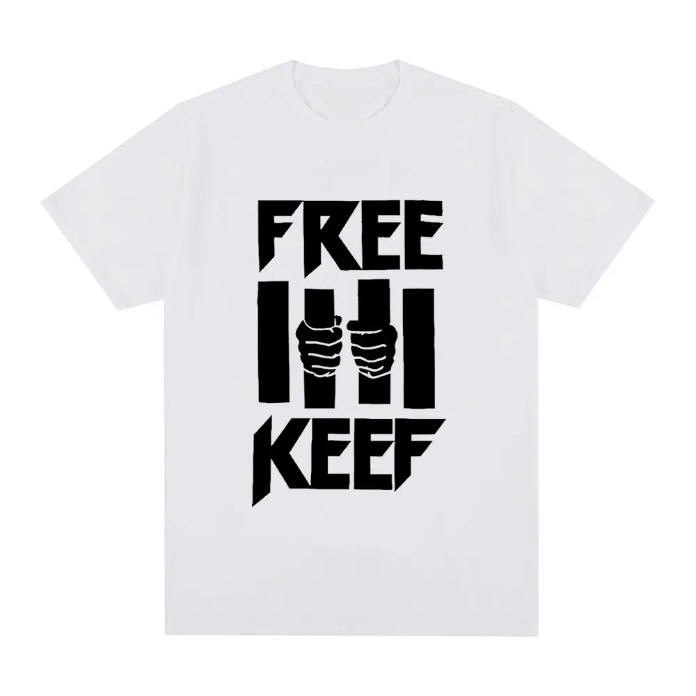 Chief Keef Free Keef Letter Print T Shirt Men\'s Fashion Vintage T-shirts 100% Cotton Oversized Short Sleeve T Shirts Streetwear