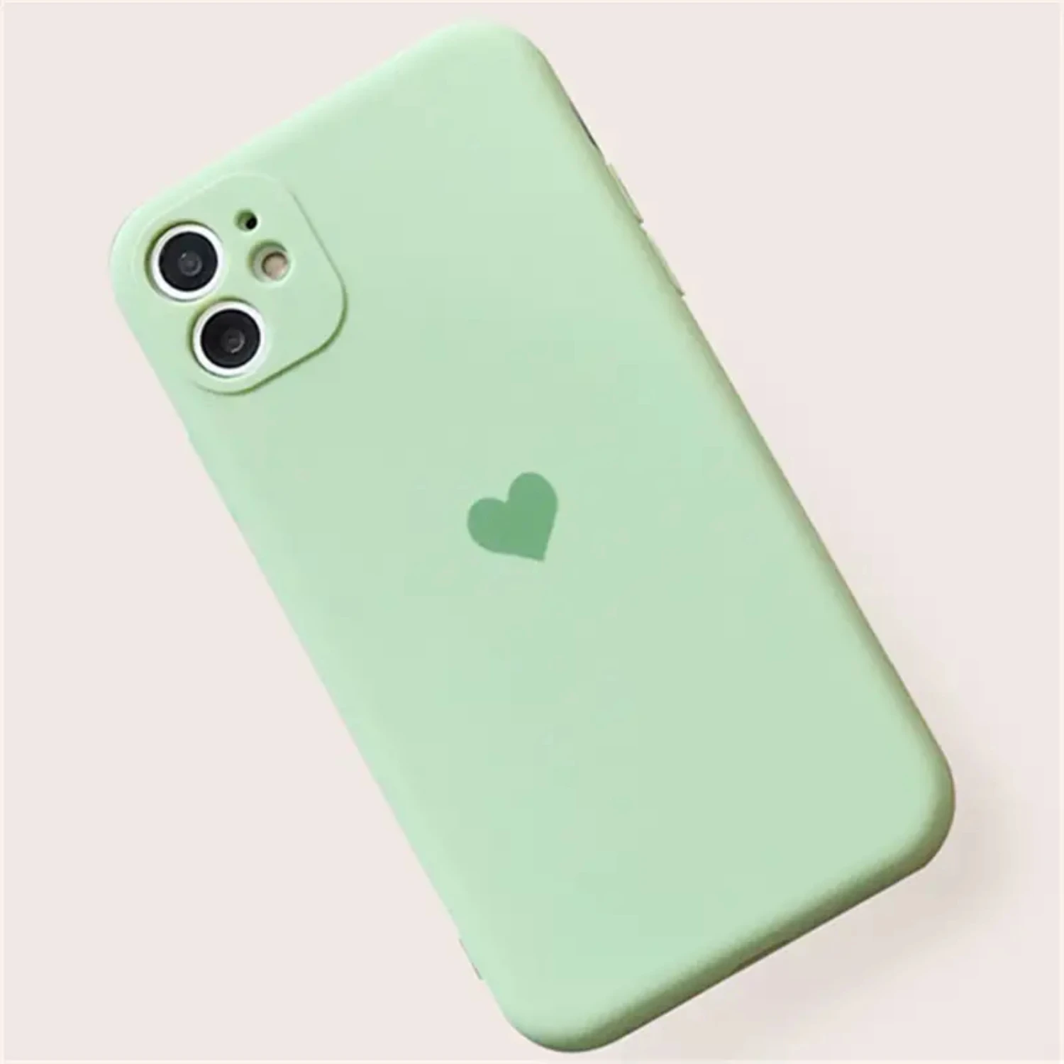 Green Love Soft Silicone Shock Absorbent Protective Case For IPhone 7/7P/8/8P/X/XS/XR/Xs Max/11/11pro/11pro Max/12/12 Pro/12pro