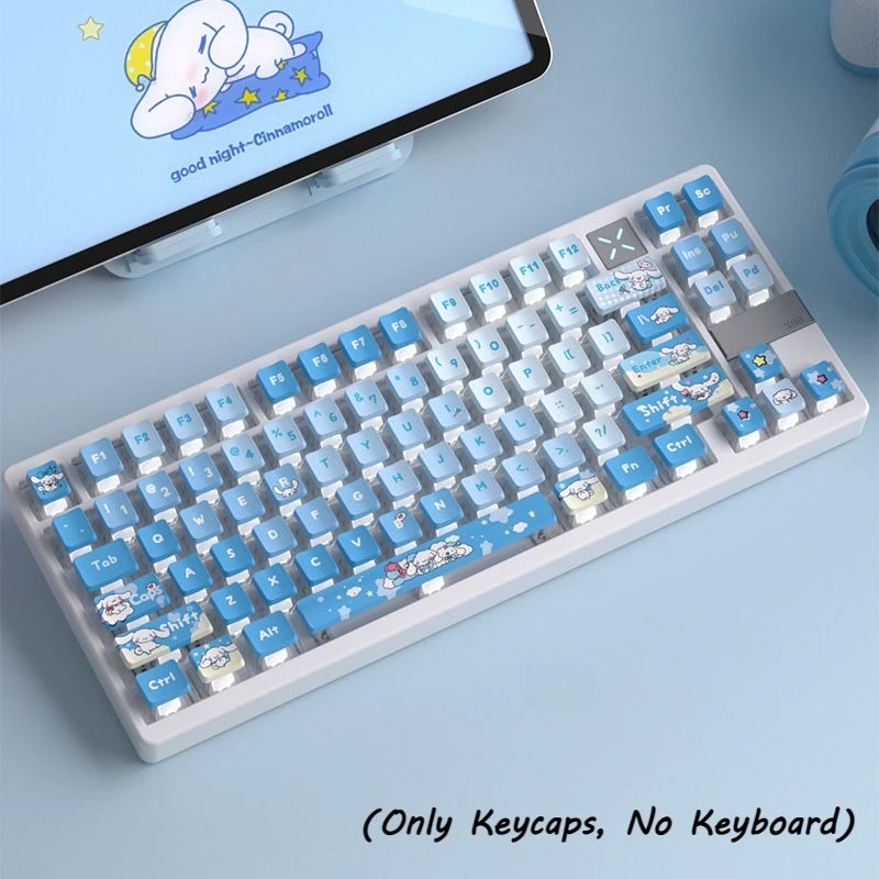 

Kawaii Cinnamoroll 120 Keys Keycaps For Mechanical Keyboard PBT Material Dye-Sublimation Process Four-Sided Transparent Keycap