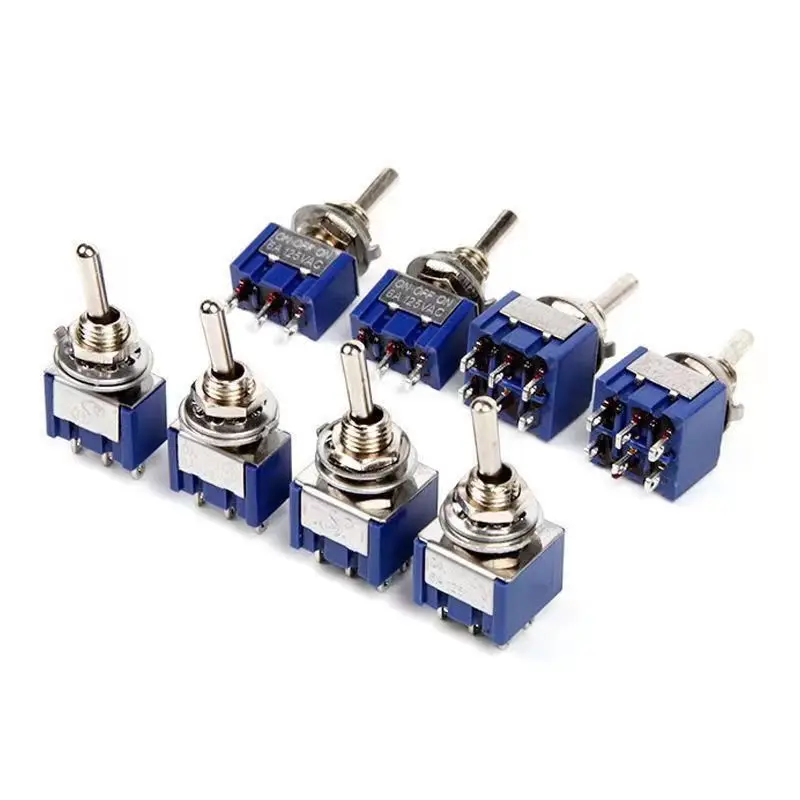 5Pcs Toggle Switch  ON-OFF/ON-OFF-ON 3/6 Pin 2/3 Position Latching MTS-102 103 202 AC 125V/6A 250V/3A Power Button Switch Car