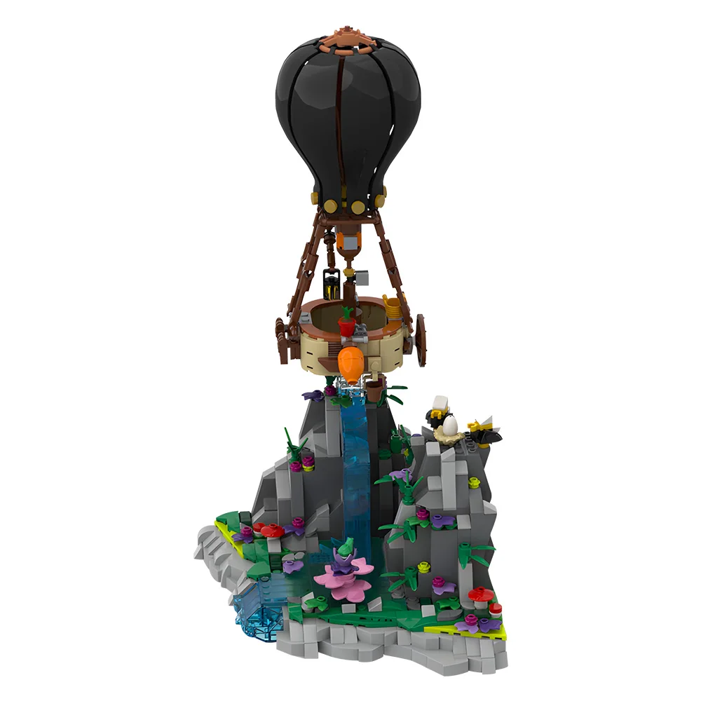 Gobricks MOC globo aerostático Diorama bloques de construcción película MOC 188553   Globos de aire caliente, bloques de modelismo, juguete ensamblado, juguete para regalo para niños