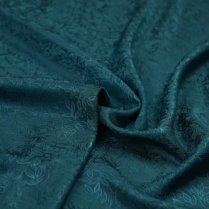 New Chinese-style upper garment Hanfu and cheongsam fabric with branch leaf patterns pure silk