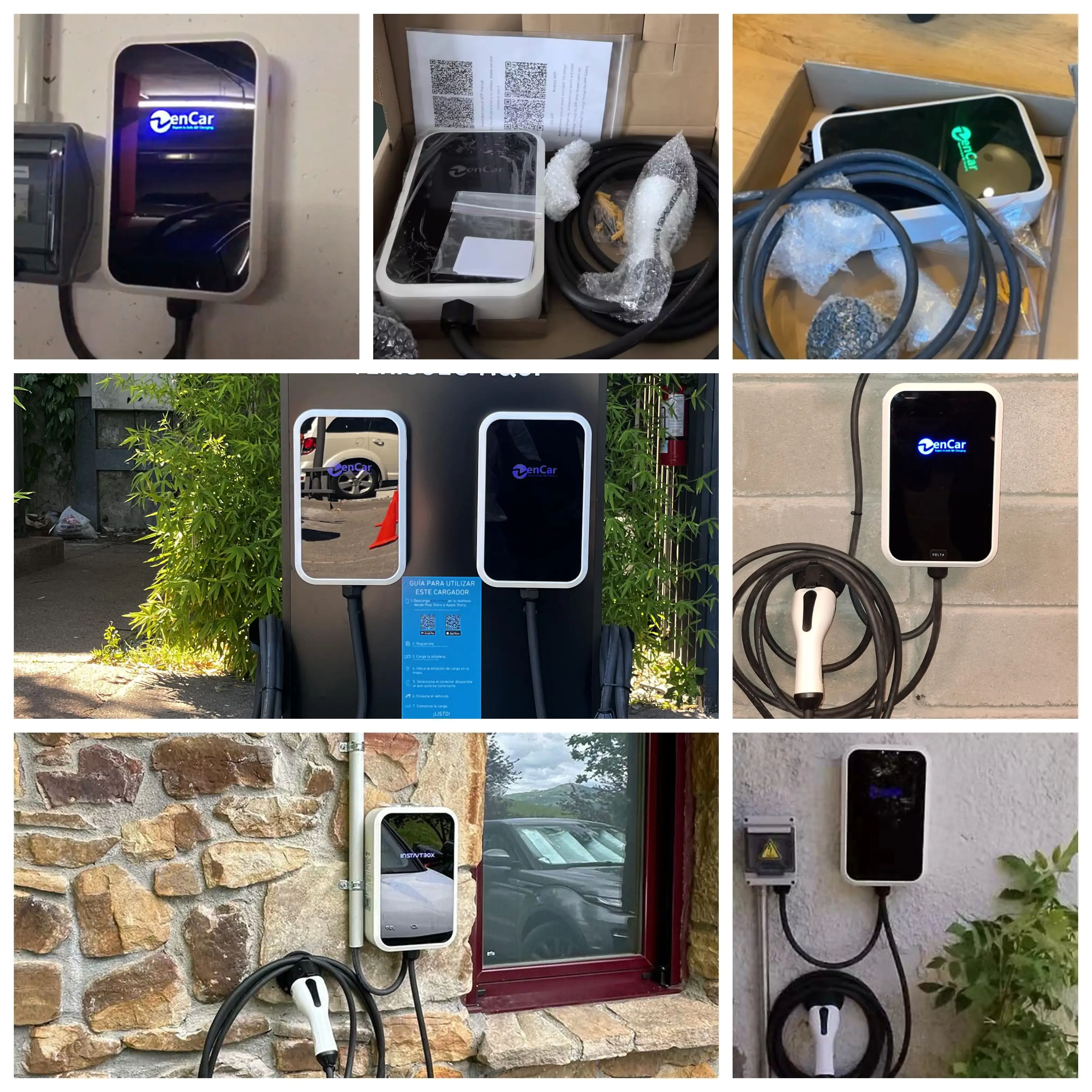Zencar WA 11kW EV Charger Station Smart Wallbox 16A 380V AC With Wifi & OCPP App Control Type 2 Tethered Cable For Car Charging