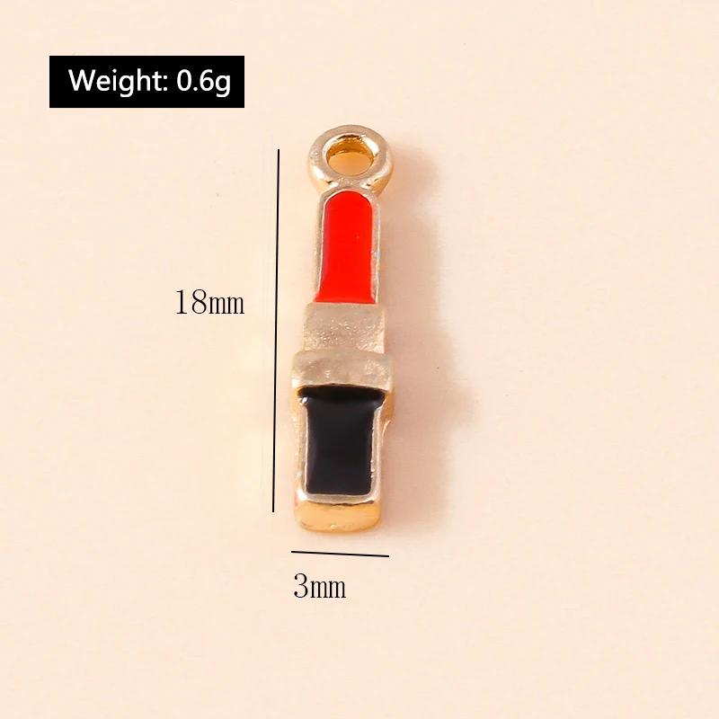 Leslie 10 Stück Mädchen süße Nagellack Lippen rote Lippenstifte Charms für Frauen Ohrringe Armband Halskette Schlüsselanhänger Schmuck Makiing DIY – Detail 8