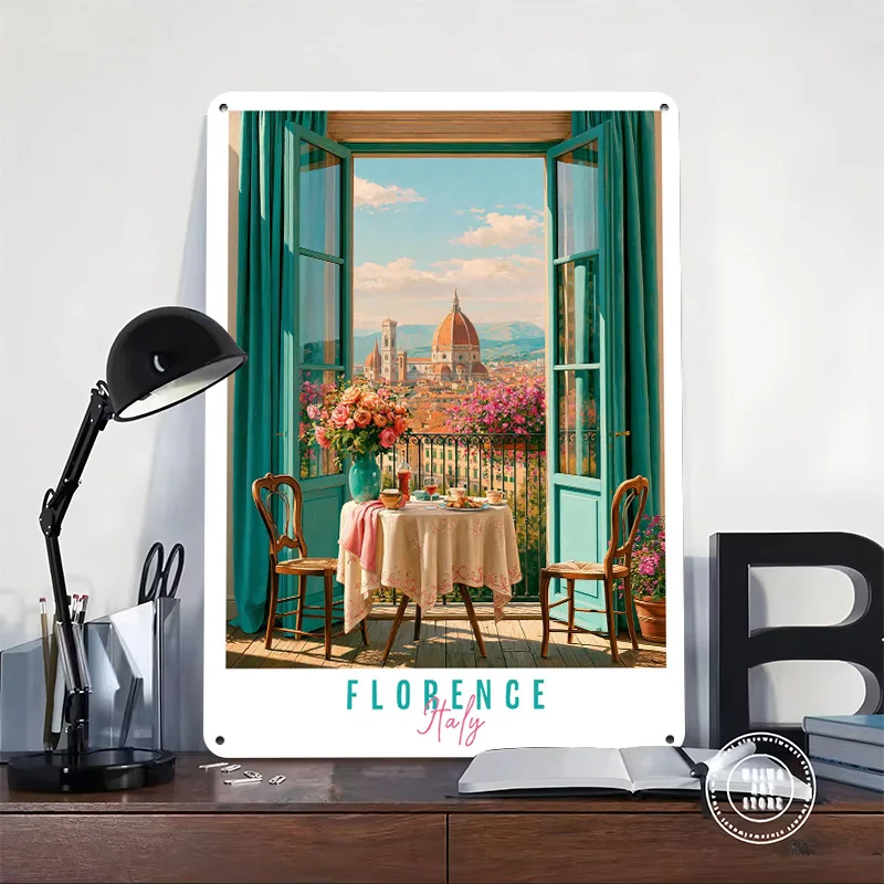 Florence - Italy Poster Retro 3D Printed Metal Signs Customized Wall Hanging Gift for Living Room Decorations Vintage Decoration