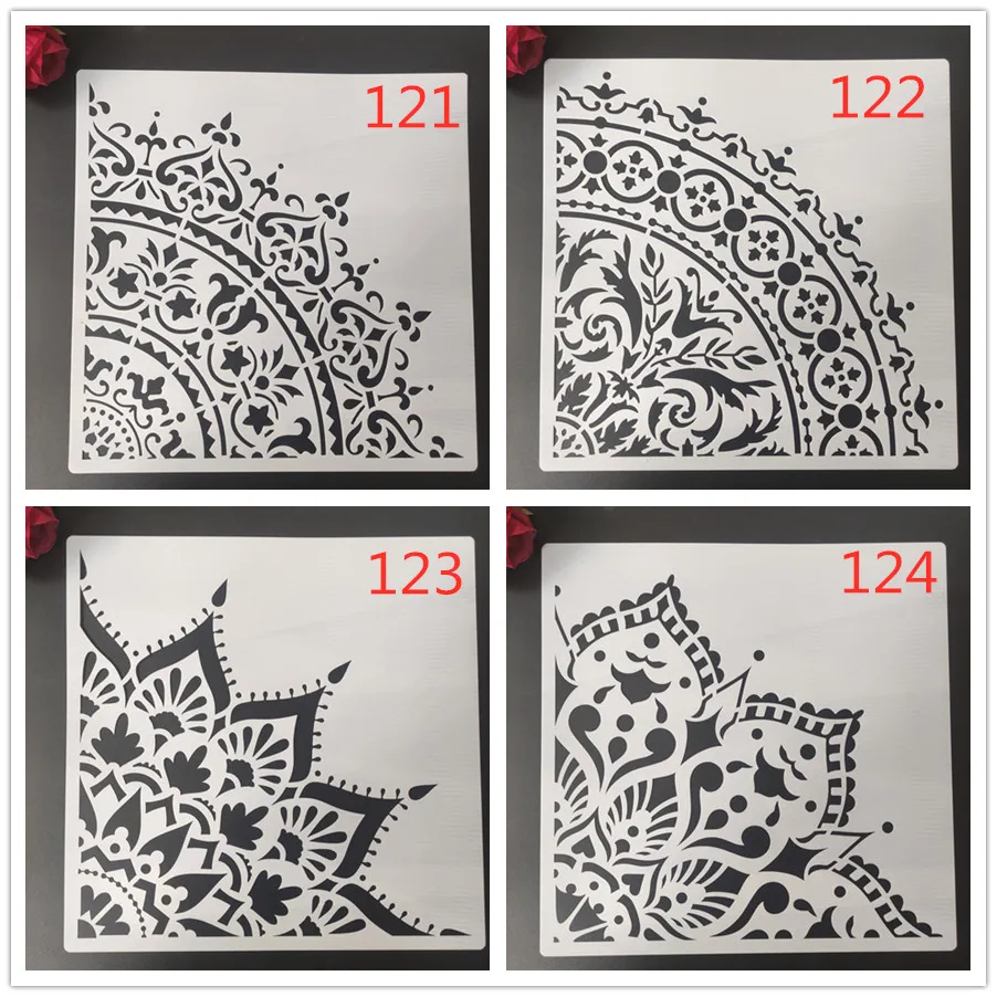 30 * 30cm diy craft 1/4 mandala compass mold for painting stencils stamped photo album embossed paper card on wood, fabric wall