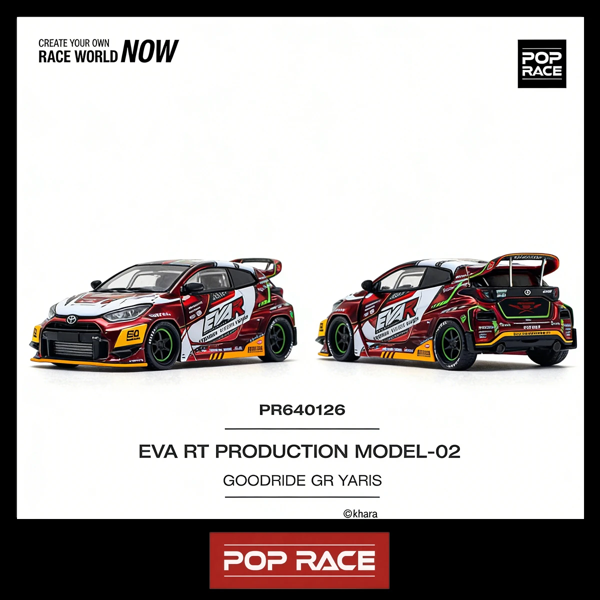 

POP RACE 1:64 Toyota GR Yaris EVA RT TYPE-02 Goodride Motorsports Evangelion Racing Diecast Model Car In Stock Ready To Ship