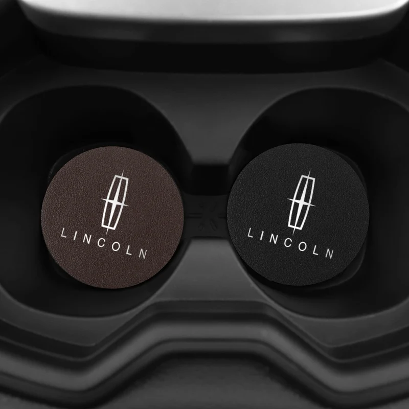 2Pcs Car Cup Mat Auto Cup Slot Non-Slip Coaster For Lincoln Z Navigator Town-car Aviator MKZ Corsair Continental MKX MKS MKC