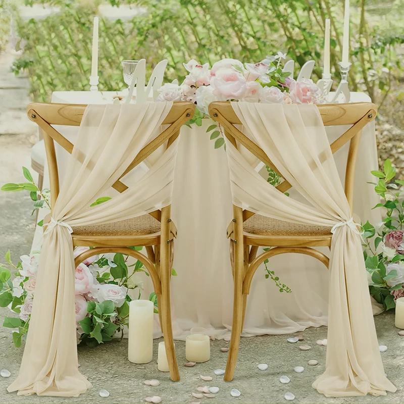 10/50 Pcs Baby Shower Chair Sashes Cover 17X250cm Wedding Aisle Outdoor Party Banquet Decorations Draping Fabric Chair Bows Ties