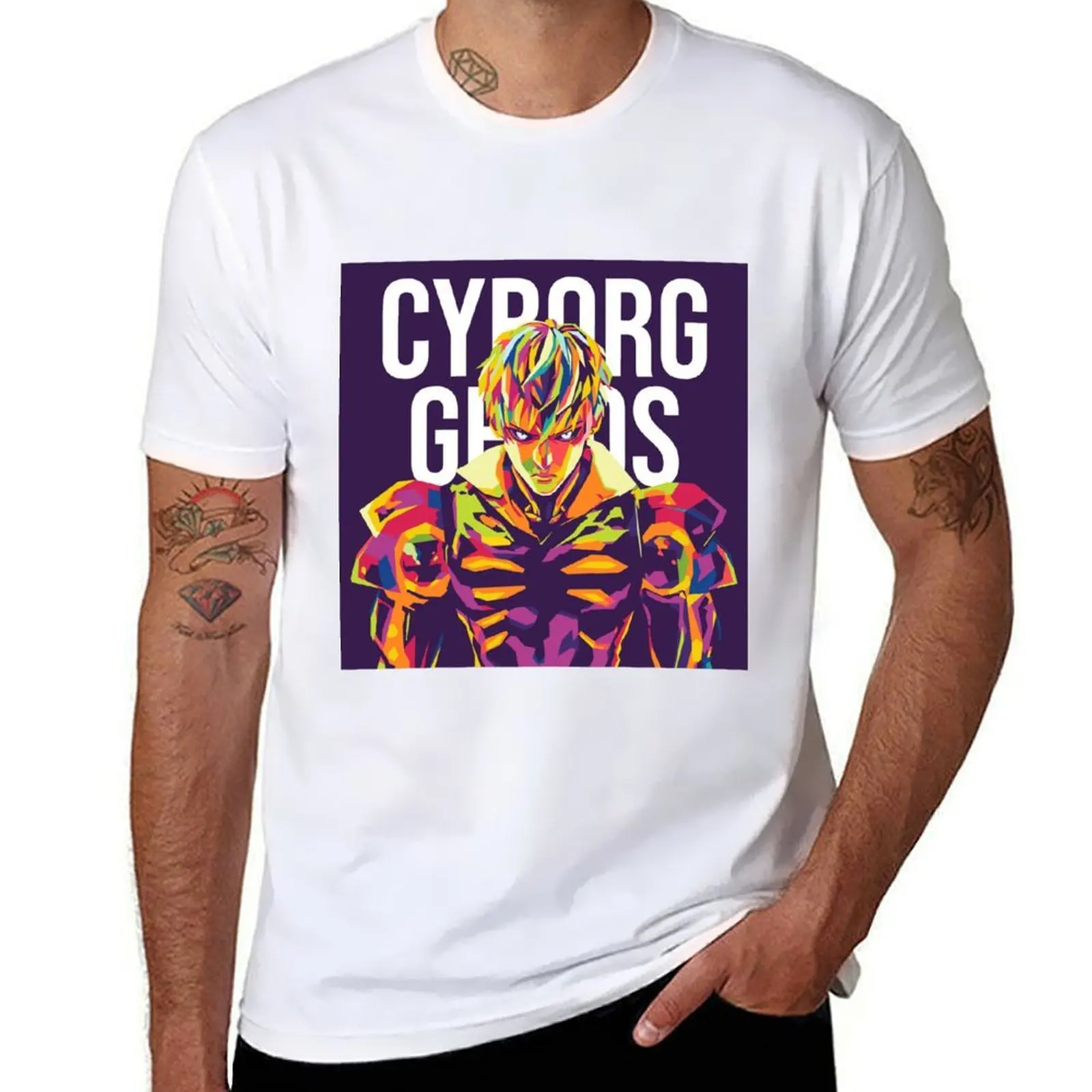 

cyborg genos one punch wpap T-Shirt t shirts for man pack cotton t shirt man luxury T-Shirt
