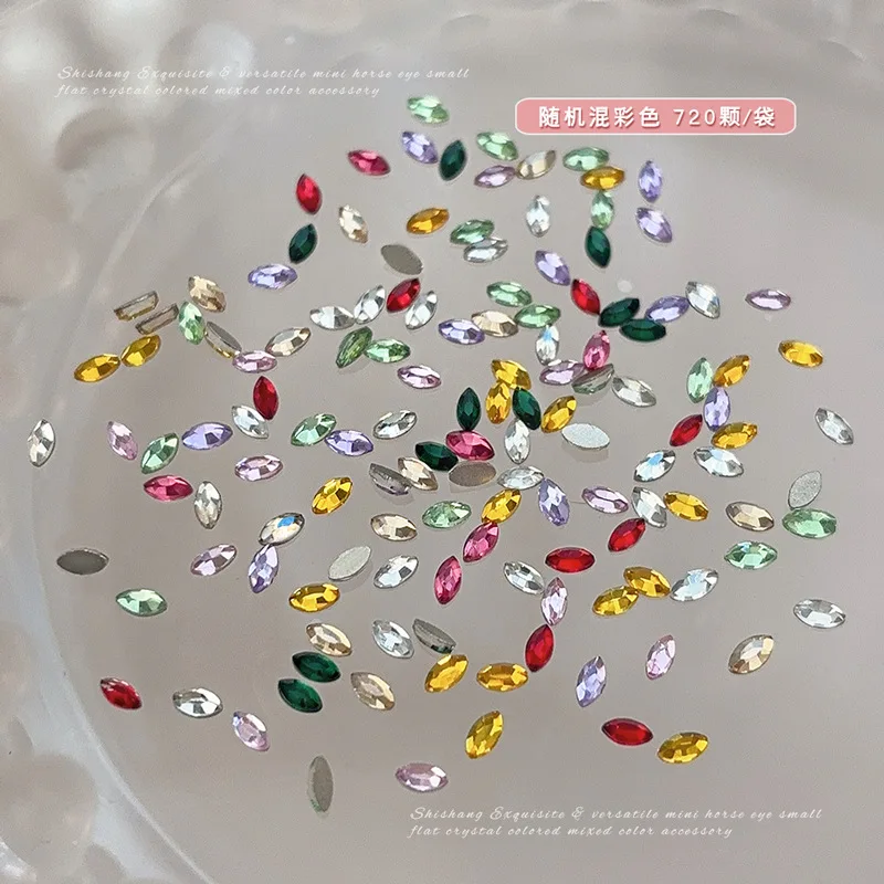 300/1440 ชิ้น Mini แบน Marquise ตกแต่งเล็บ Rhinestones คริสตัลเพชรอุปกรณ์เสริมสําหรับเล็บอุปกรณ์เครื่องมือ