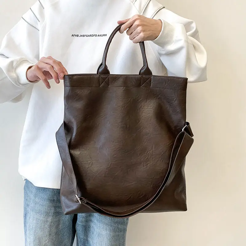 Designer Style Men's Commuting File Bag Hand-Held Briefcase Multifunctional Large Capacity Versatile Tote Bag Crossbody Bag