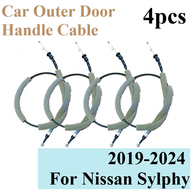 

4pcs Latch Handle Wire For Nissan Sylphy Car Door Outer Control Cable Tools Front Rear Left Right 2019 2020 2021 2022 2023 2024