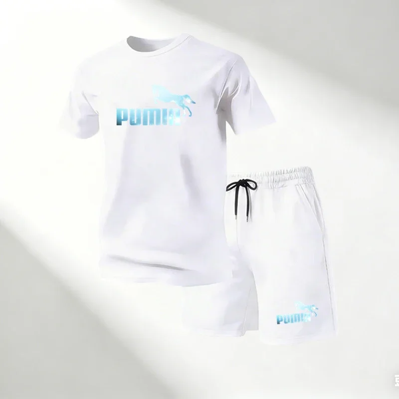 2026Fashion Summer Men's Set Short Sleeve&Shorts Round Neck Sportswear Casual 2-piece Set Training&Exercise Sets Breathable Wear