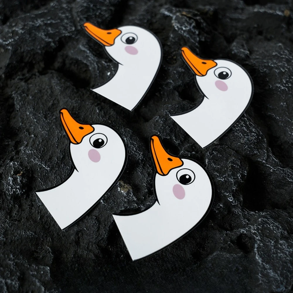4Pcs Cute White Goose Vinyl Stickers, Waterproof Decals for Bicycle Frame, Motorcycle & Helmet Decor