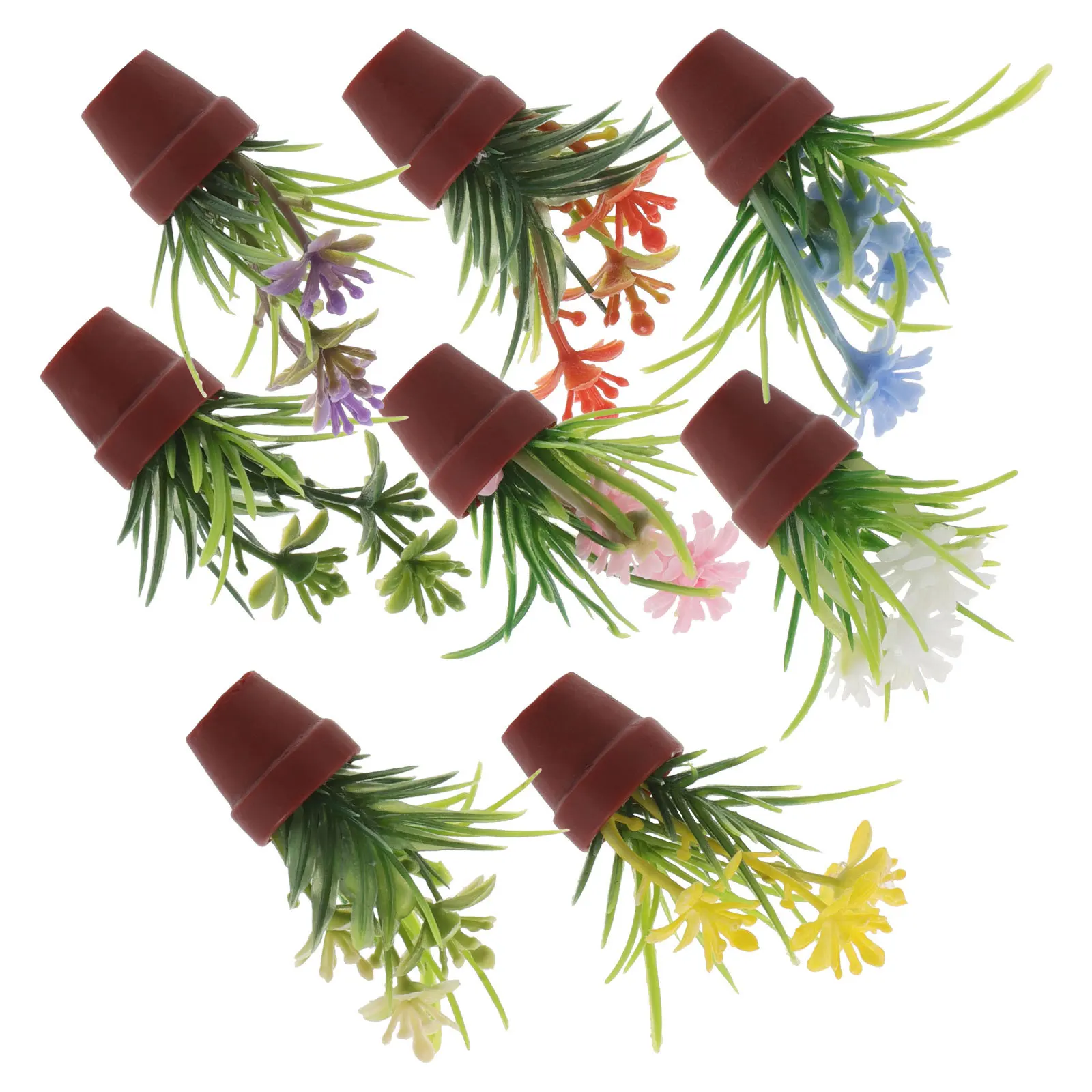 

8 шт. мини-искусственные растения для кукольного домика, реалистичные мини-аксессуары для бонсай, микропейзаж, крошечные поддельные горшечные растения