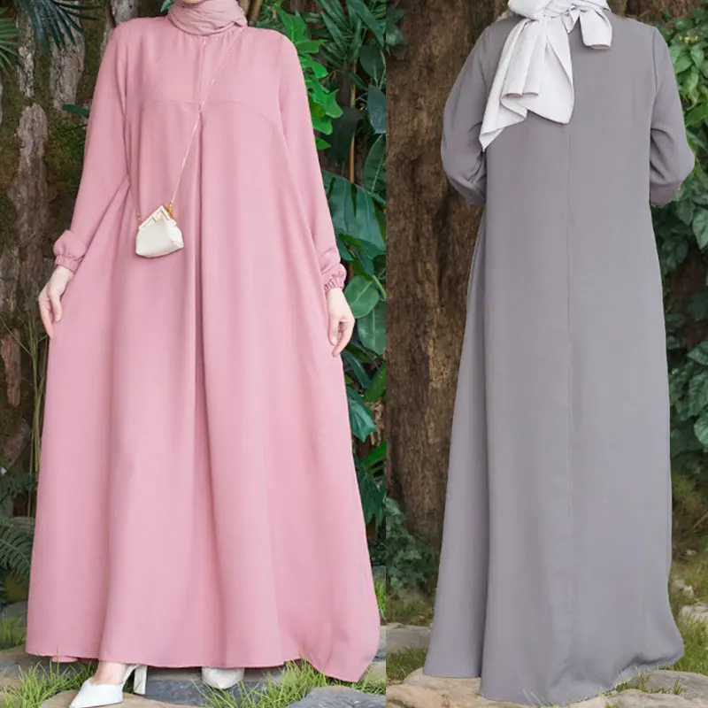 

Muslim Women Casual Long Abaya Elegant Arab Maxi Dress Islamic Kaftan Dubai Moroccan Evening Dress Eid Outfit Tunic Robe Longue