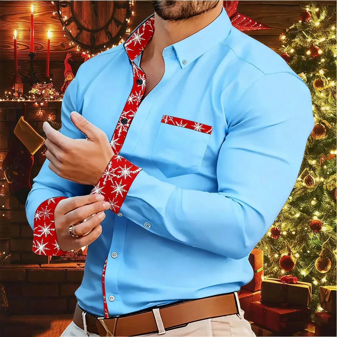 

10 Color New Men's Casual Shirt Long Sleeve Hawaiian Men's Top Street Outdoor Christmas, Holiday Shirt Large XS-6XL Quick Shippi