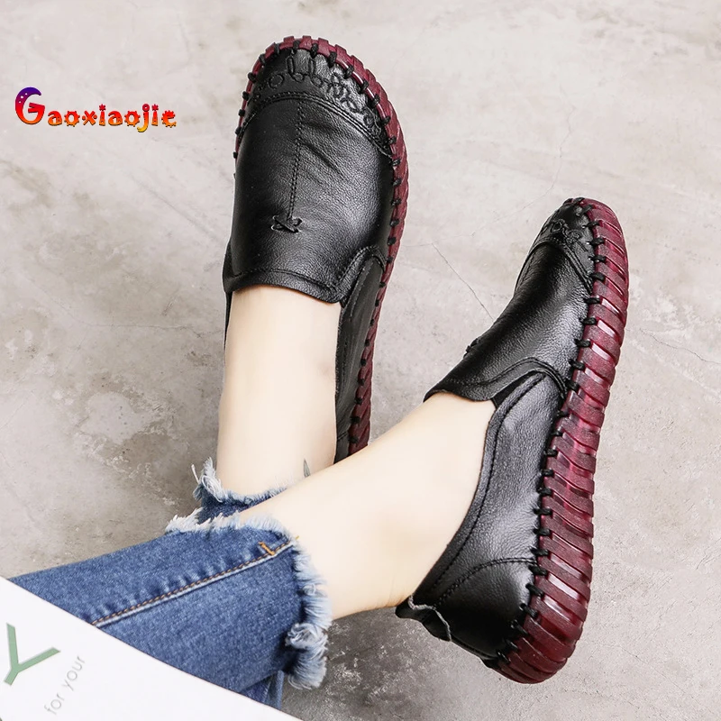 

Женские туфли без шнуровки из коровьей кожи, удобная повседневная повседневная обувь на толстой подошве для мам на плоской подошве, Zapatos Para Mujeres