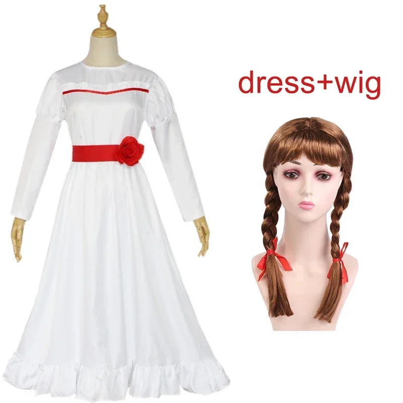 Movie Conjing Doll Annabelle Dresses Cosplay Halloween Carnival PartyCostumes Wig Suit Dress Up Female Child Adult Uniform Suit