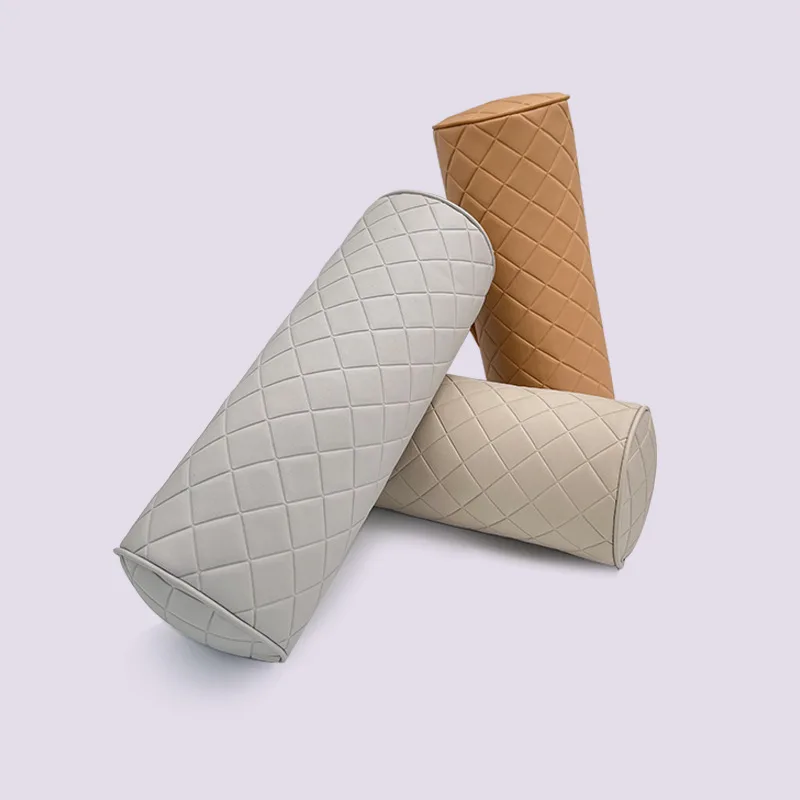 

Leather Neck Pillow Headrest Breathable Universal Car Neck Cushion Round Pillow Neck Silk Sponge Vertebral Pillow Accessories