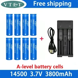 14500 Battery 3.7V Large Capacity 3800mah Lithium Ion Battery, Used for Electric Toothbrush, Razor, Barber Rechargeable Battery