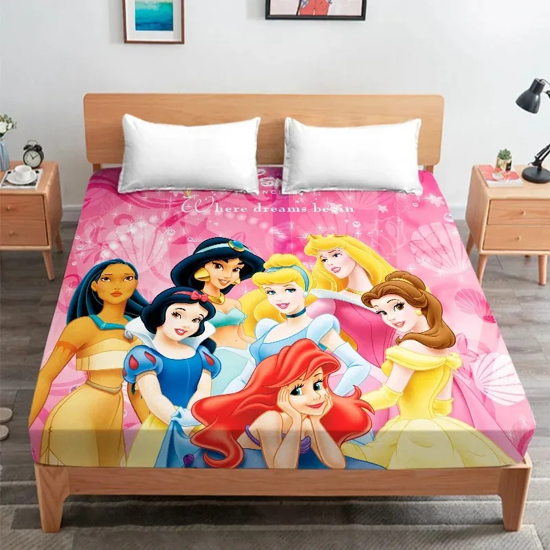 Parure de lit pour la famille Disney Princess, drap de lit, taies d'oreiller trempées, sirène mignonne, Ariel, Blanche-neige, Cendrillon, Aurore, Pepper, 202 lon