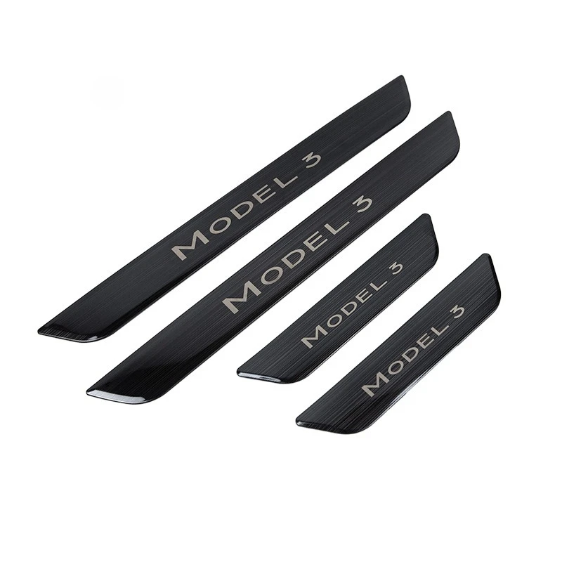 Front Rear Door Sill Wrap Cover for Tesla Model 3 Highland Model Y Juniper Anti Scratch Stainless Steel Door Sill Strip Plate