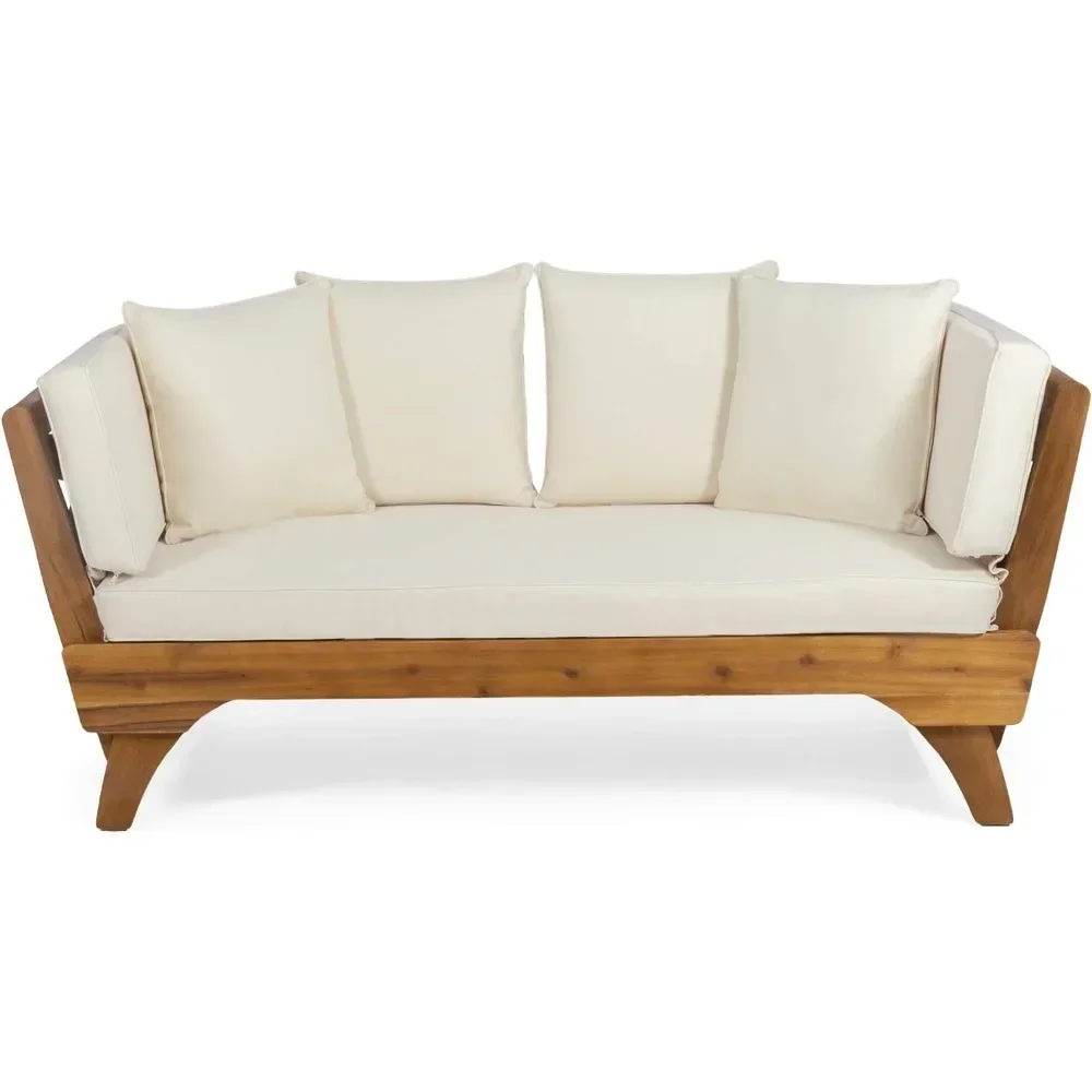 

Outdoor Acacia Wood Expandable Daybed with Water Resistant Cushions, Teak