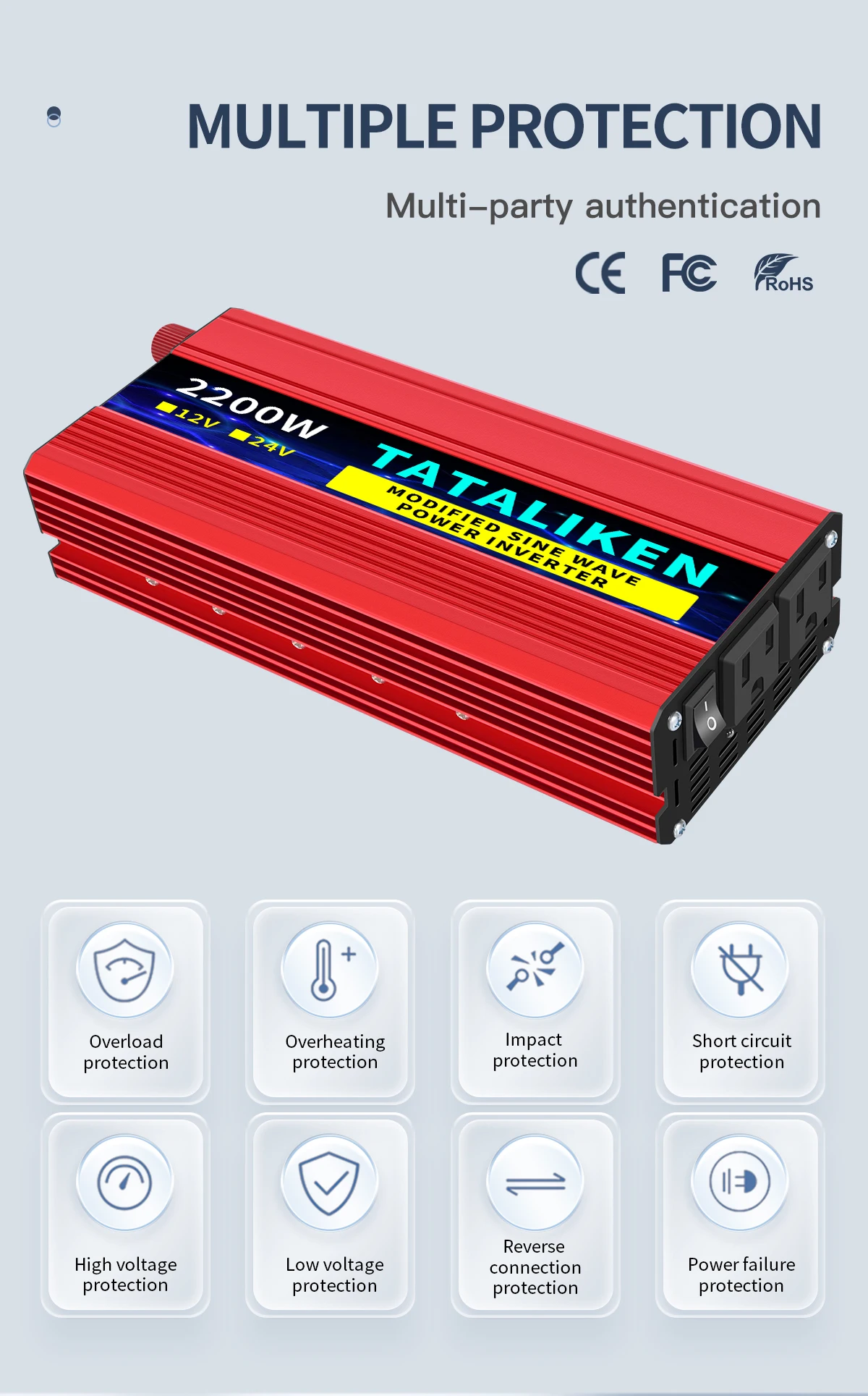 high power Automotive Modified Sine Wave Inverter 600w/1200w/1500w/2200w/2600w/2600w/3000w/4000w DC 12V/24V to AC 110V Portable