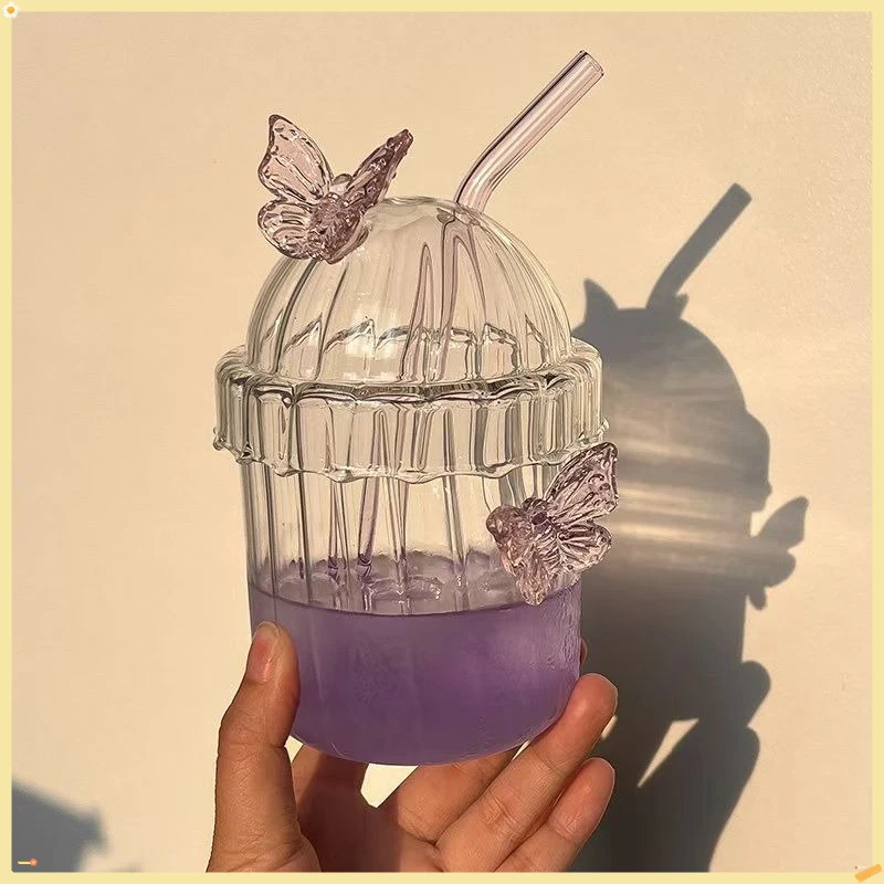 

2025г горячий! 1 шт., 400 мл, набор стекол-бабочек - ледяной кофе/сос/чай | Идеальный подарок на день рождения/праздник для напитков, стаканов для питья