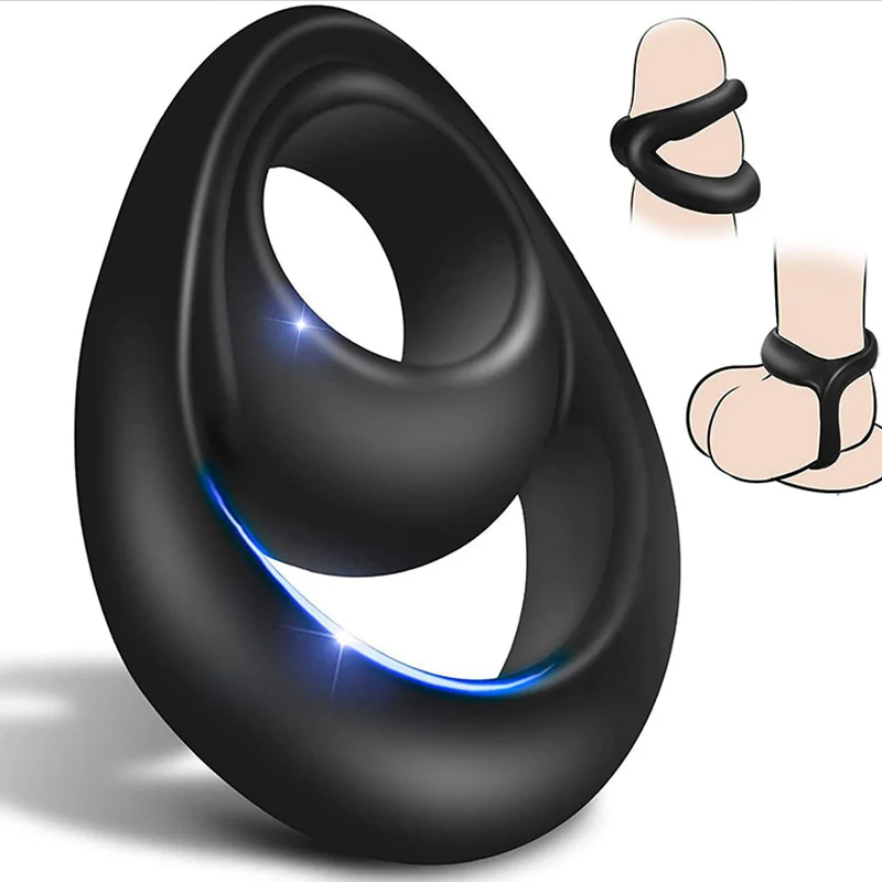 New Silicone Two-hole Semen Lock Ring Delay Penis Ring Dick Enlargement Long Lasting Cock Ring Sex Toys For Adults Couples Flirt