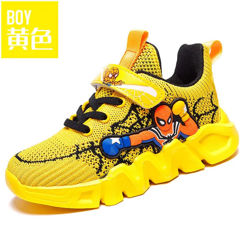 Marvel Spiderman 어린이 창조적 인 만화 애니메이션 디자인 미끄럼 방지 경량 통기성 캐주얼 편안한 운동화