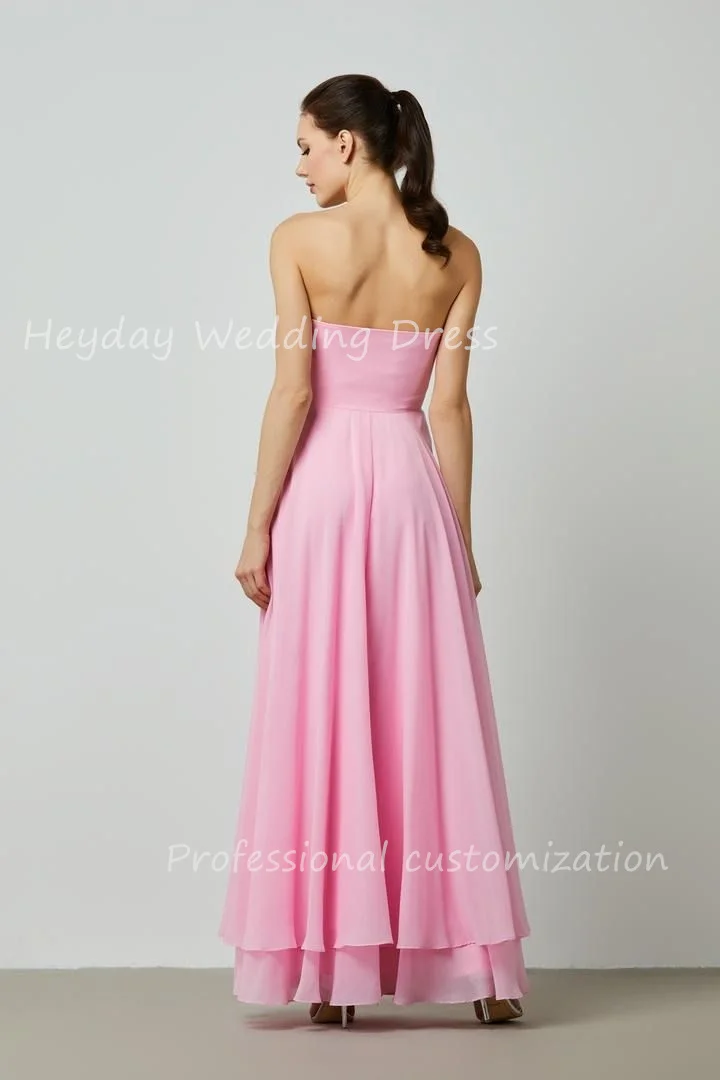 Heyday 2025 personalizado chiffon sem alças decote flores vestidos de festa de luxo a linha vestido de gala de noite saudita para mulher 2025