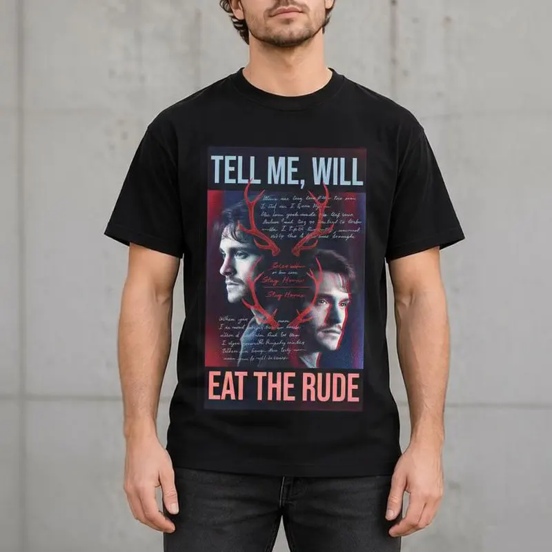 Hannibal Lecter Will Graham Graphic T Shirt, TV Series Horror Fan Unisex Tee Retro Dark Academia Gothic Casual Short sleeve Tops