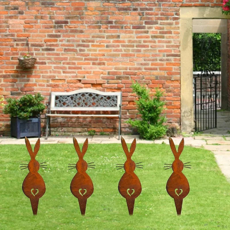 Easter Bunny Garden Stake Garden Decoration Stake Rust Decoration Spring Decoration For Garden And Front Door