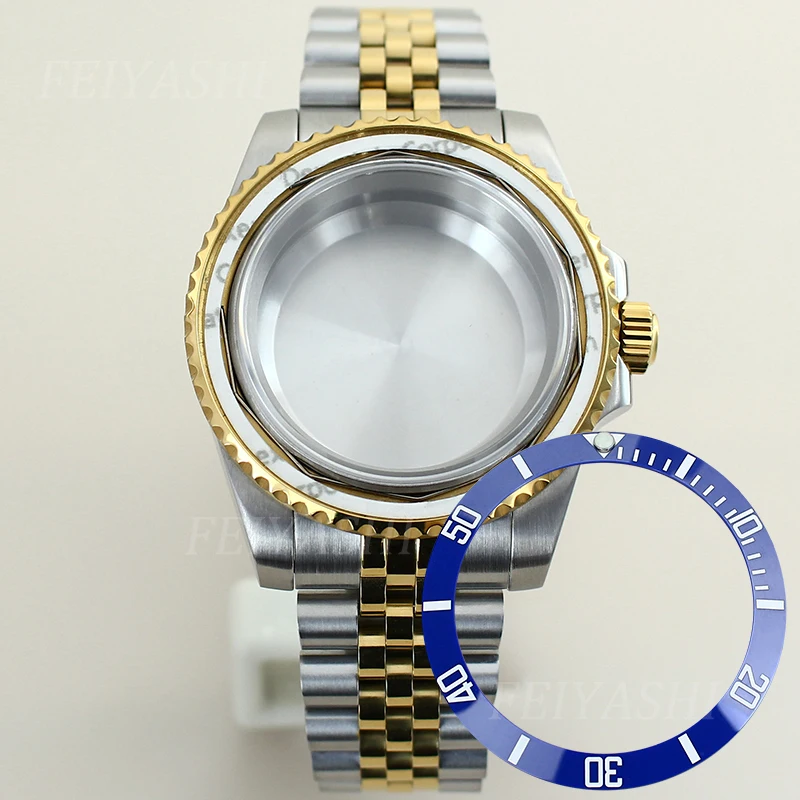 

40mm Watch Case Jubilee Bracelet For Seiko NH35 NH34 NH36 NH38 Miyota 8215 ETA 2824 Movement 28.5mm Dial Back Transparent Glass