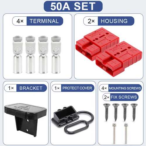 Imagen 2 del producto 2 uds 50A para conector de carga Anderson 2P 600V enchufe rápido conectores de alimentación de batería de coche conectores de Cable eléctrico